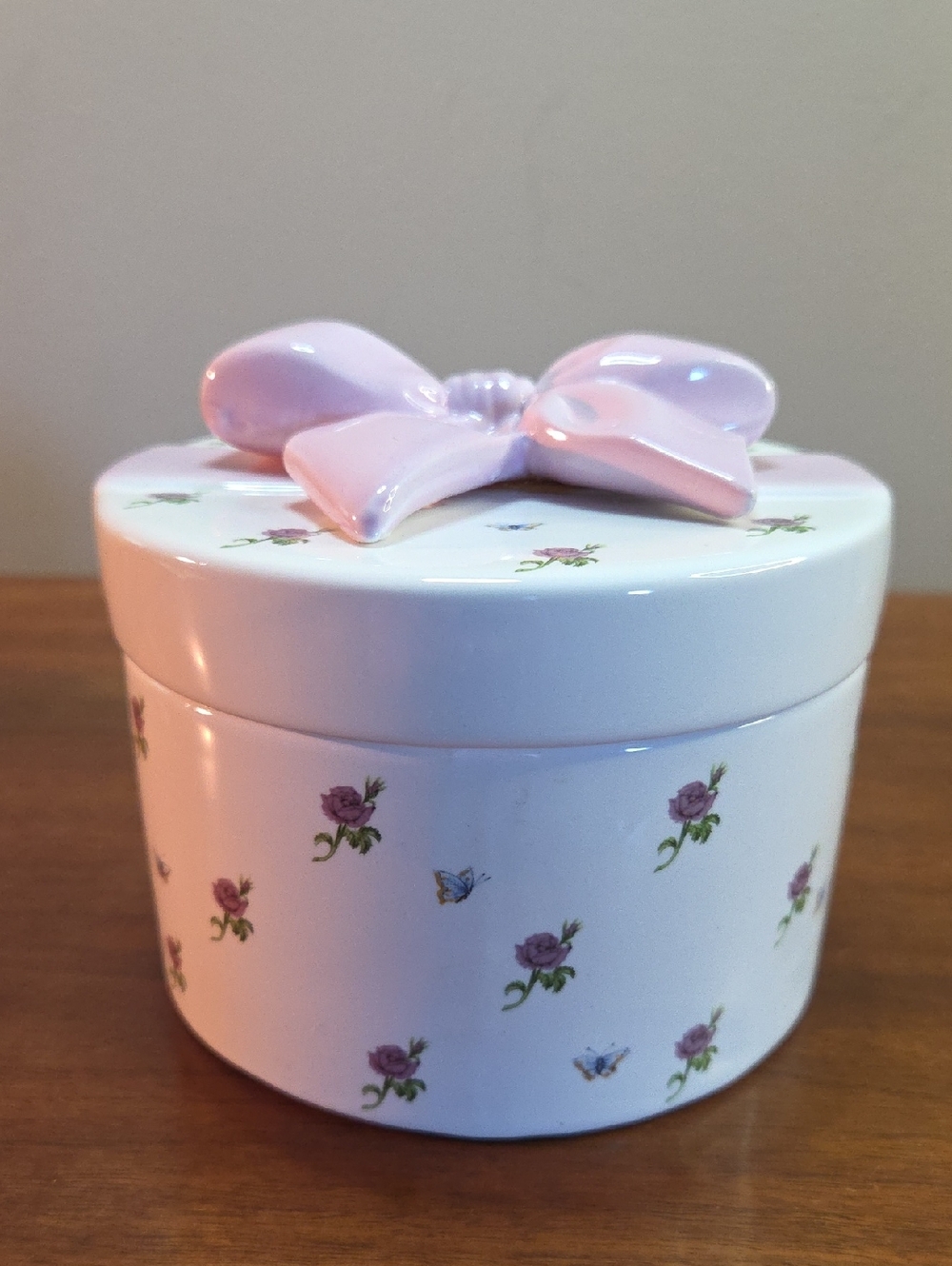 Vintage Teleflora Ceramic Lidded Trinket Box